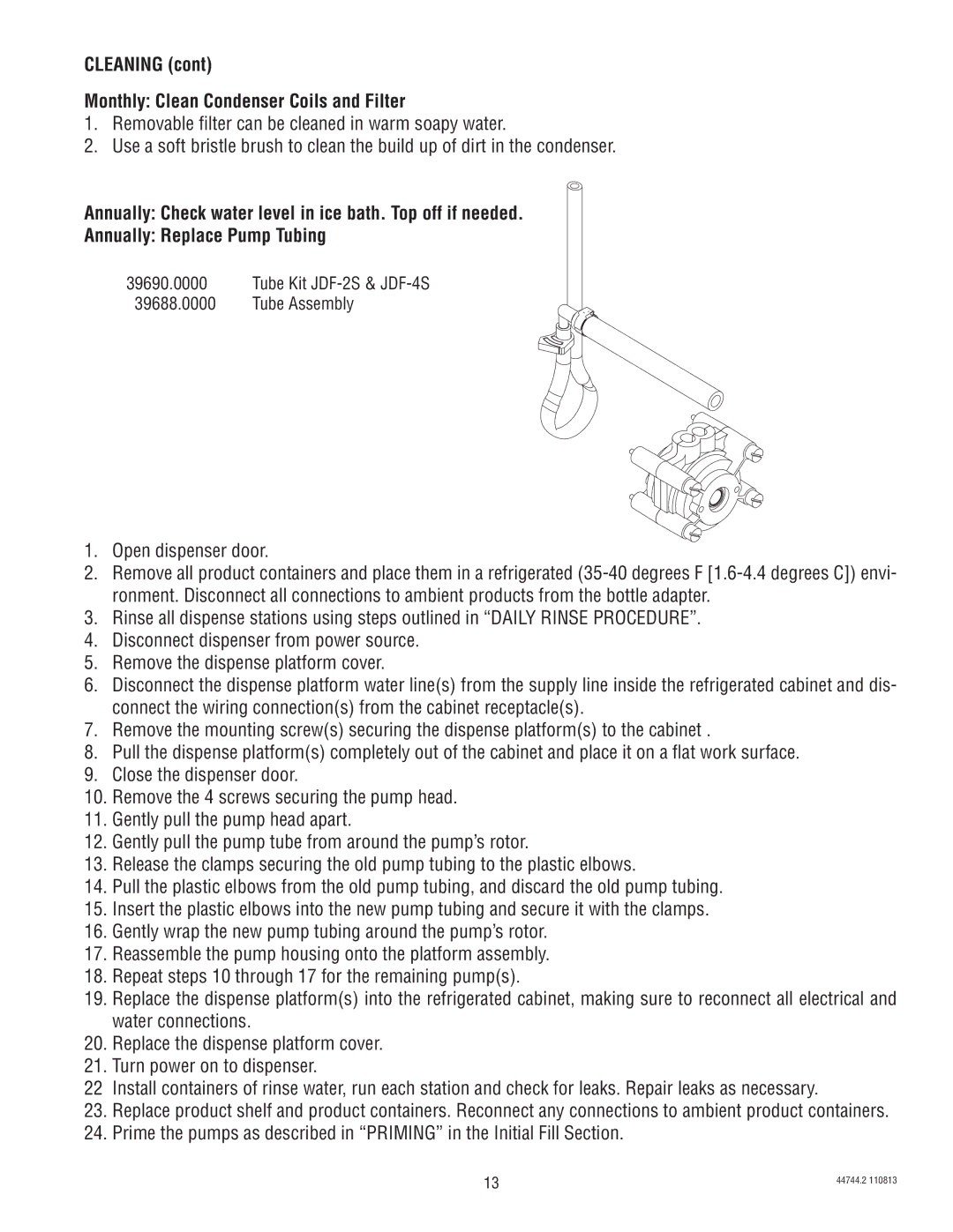 Bunn JDF-4S service manual Cleaning Monthly Clean Condenser Coils and Filter, Open dispenser door 