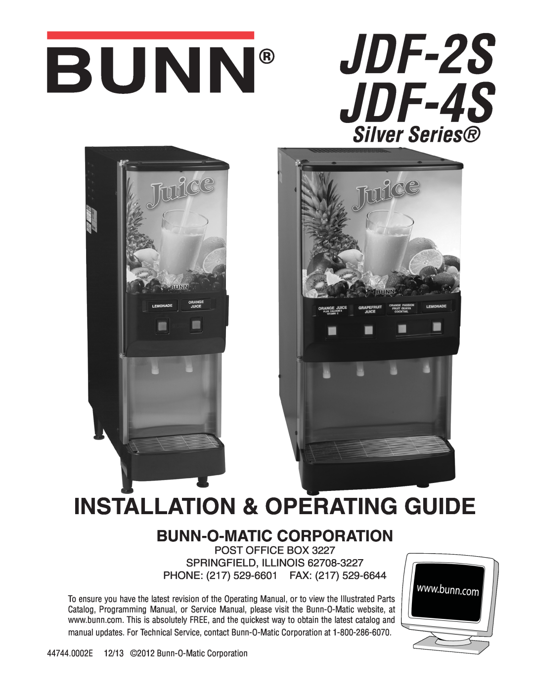 Bunn manual JDF-2S, JDF-4S JDF-4D, JDF-4SB, Service & Repair Manual, Bunn-O-Matic Corporation 