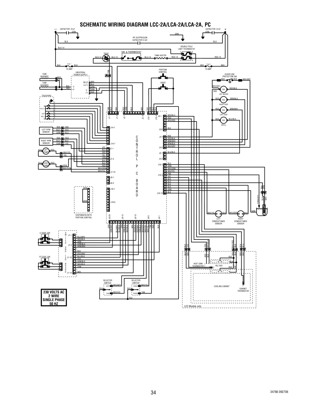 Bunn LCA-2 PC manual Schematic Wiring Diagram LCC-2A/LCA-2A/LCA-2A, PC 