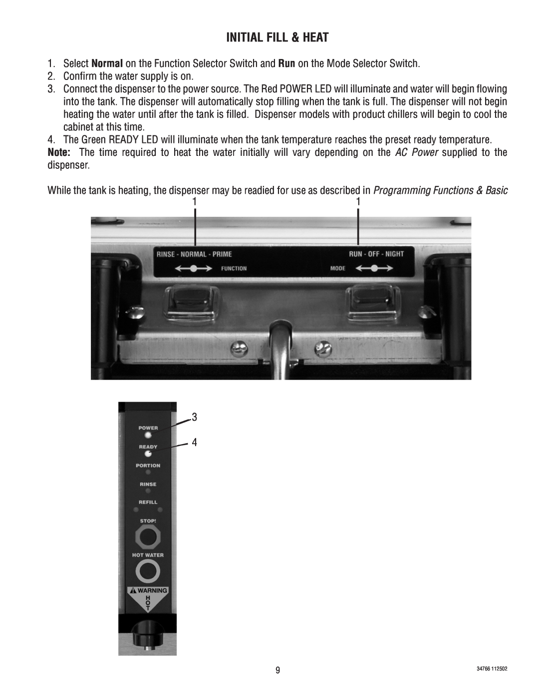 Bunn LCC-2, LCA-2 PC manual Initial Fill & Heat 