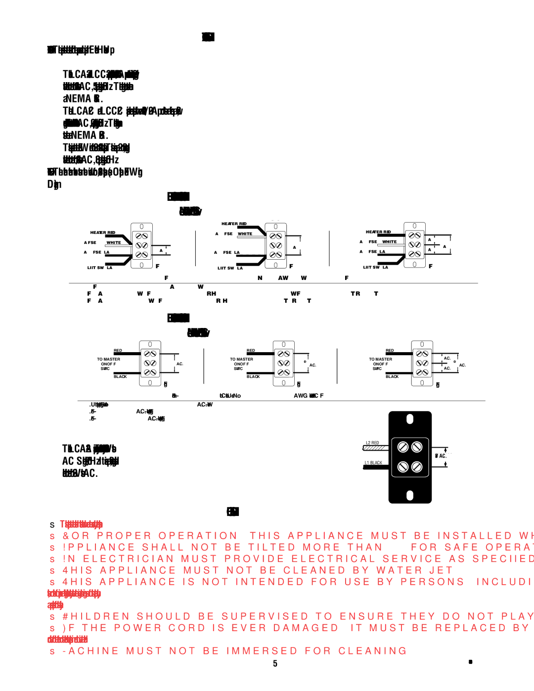 Bunn LCA-2 PC, LCC-2 Electrical Requirements, Field Wiring Terminal Block Diagram, Models without Master ON/OFF Switch 