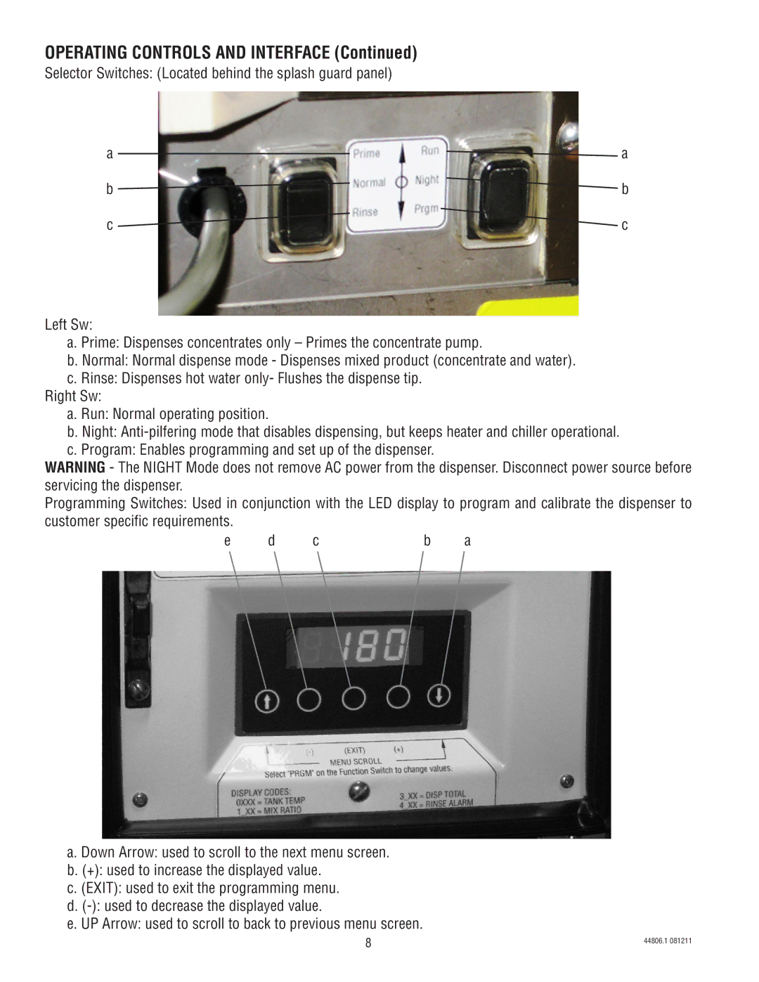 Bunn LCR-1, LCA-1 service manual Operating Controls and Interface 