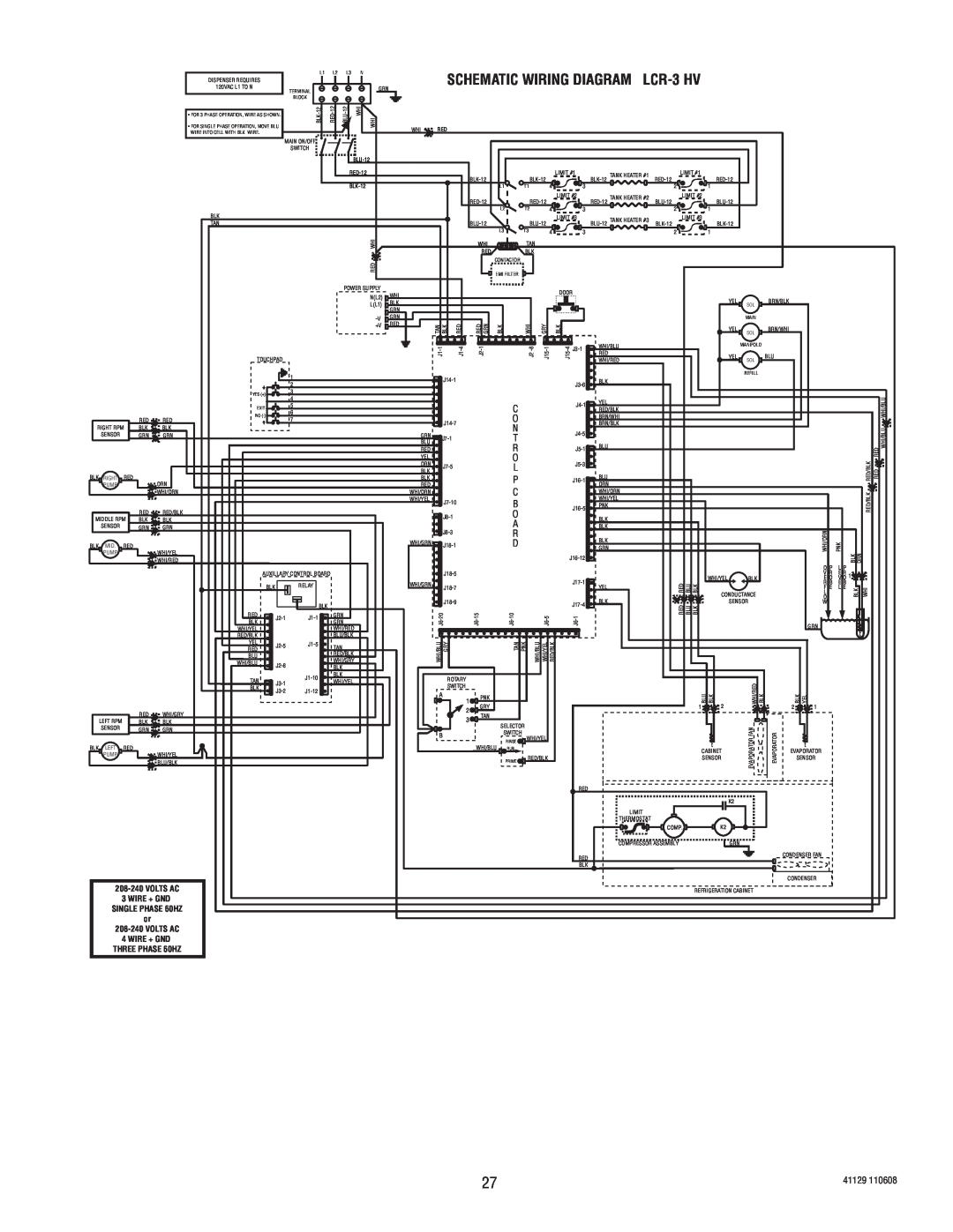 Bunn service manual Schematic Wiring Diagram, LCR-3HV 