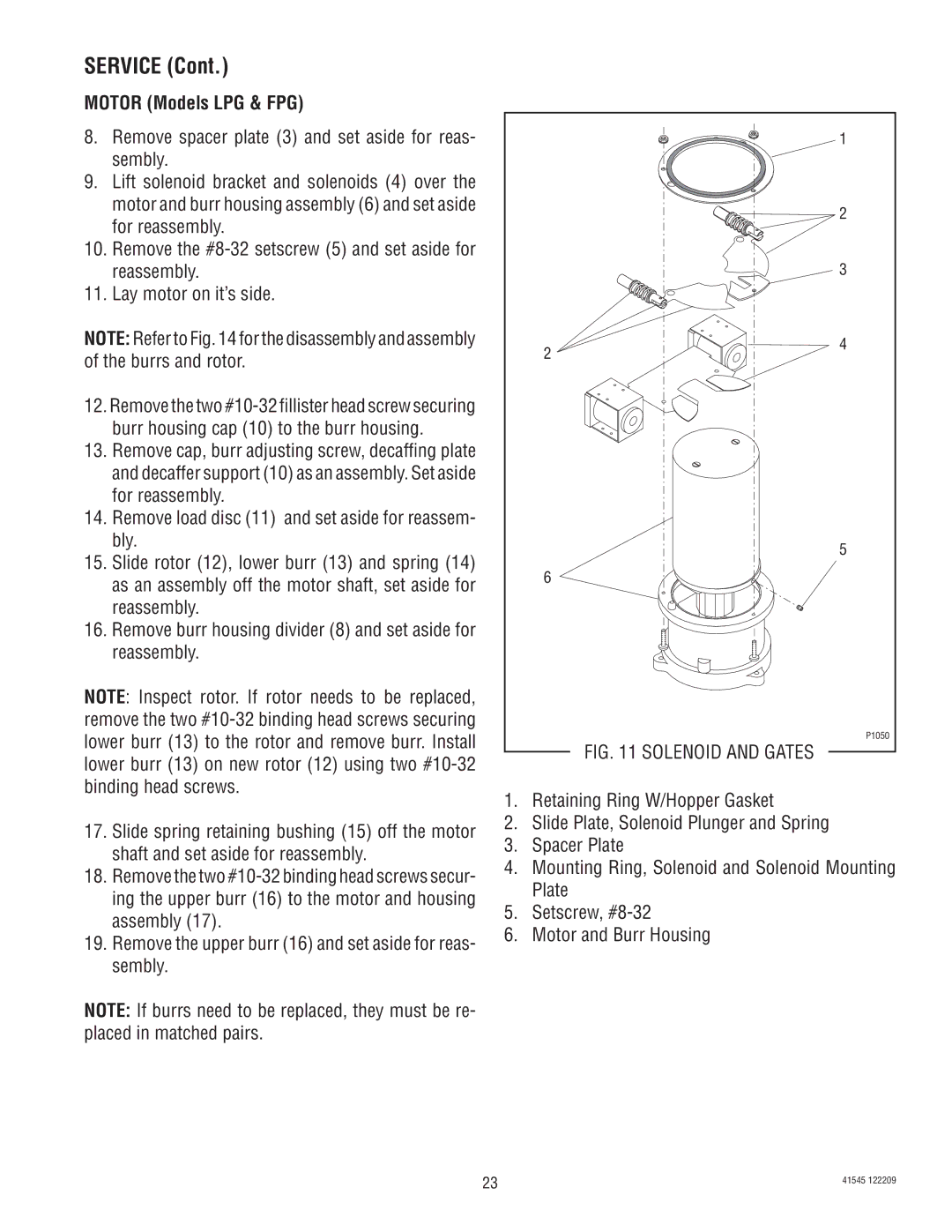 Bunn LPG-2, G9WD, G2 TRIFECTA, G9-2T DBC, FPG-2 service manual Solenoid and Gates 