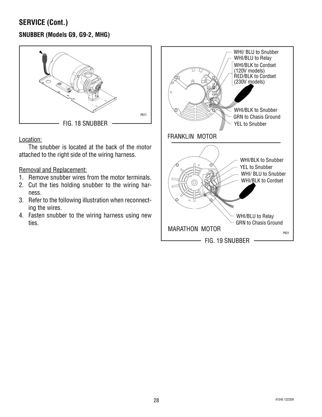 Bunn LPG-2, G9WD, G2 TRIFECTA, G9-2T DBC, FPG-2 service manual Snubber Models G9, G9-2, MHG, Location 