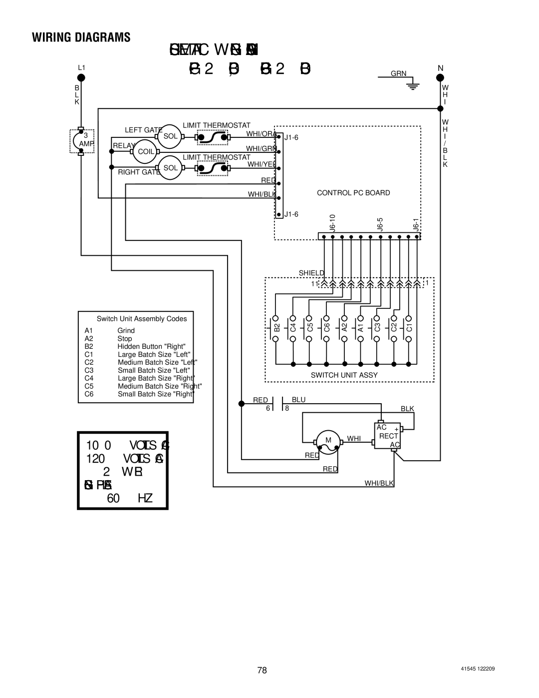 Bunn G9WD, LPG-2, G2 TRIFECTA, G9-2T DBC, FPG-2 service manual 60 HZ, Wiring Diagrams 