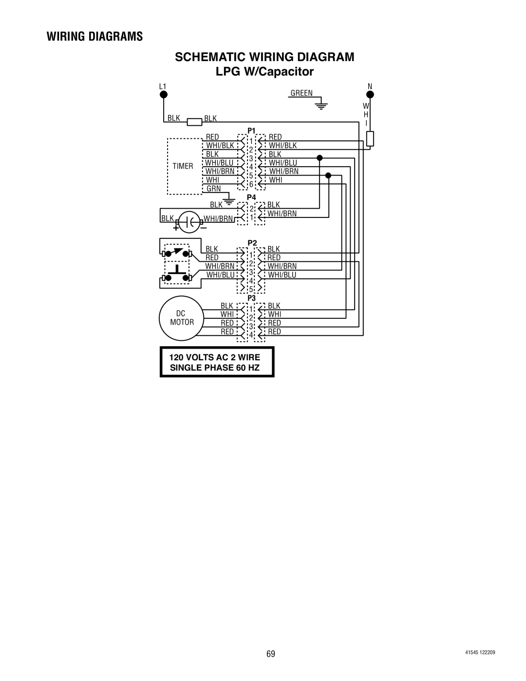 Bunn FPG-2, LPG-2, G9WD, G9-2 Wiring Diagrams Schematic Wiring Diagram, LPG W/Capacitor, VOLTS AC 2 WIRE SINGLE PHASE 60 HZ 