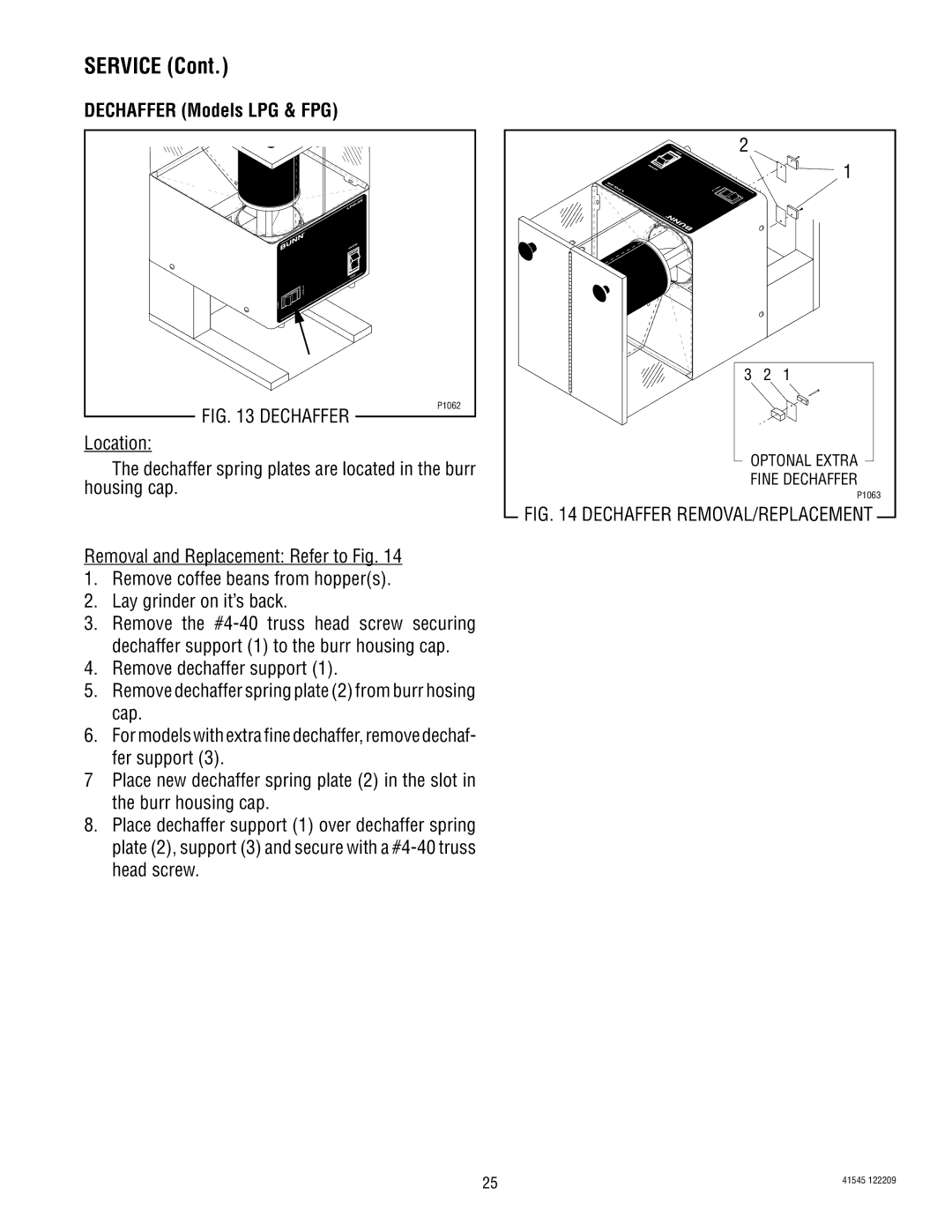 Bunn G9WD, LPG-2, G9-2T DBC, G1, FPG-2 service manual Dechaffer Models LPG & FPG 