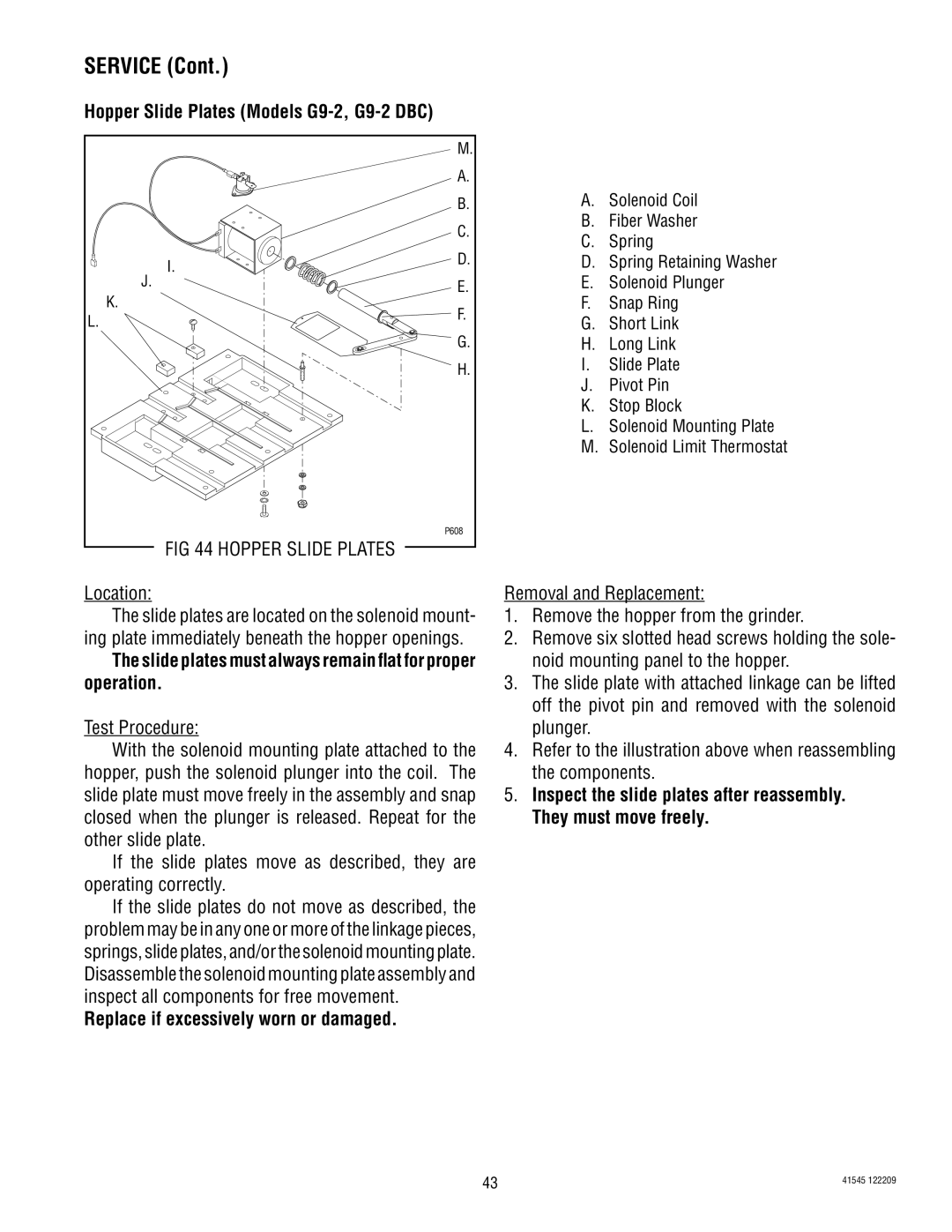 Bunn LPG-2, G9WD, G9-2T DBC, G1, FPG-2 Hopper Slide Plates, Slide plates must always remain flat for proper operation 