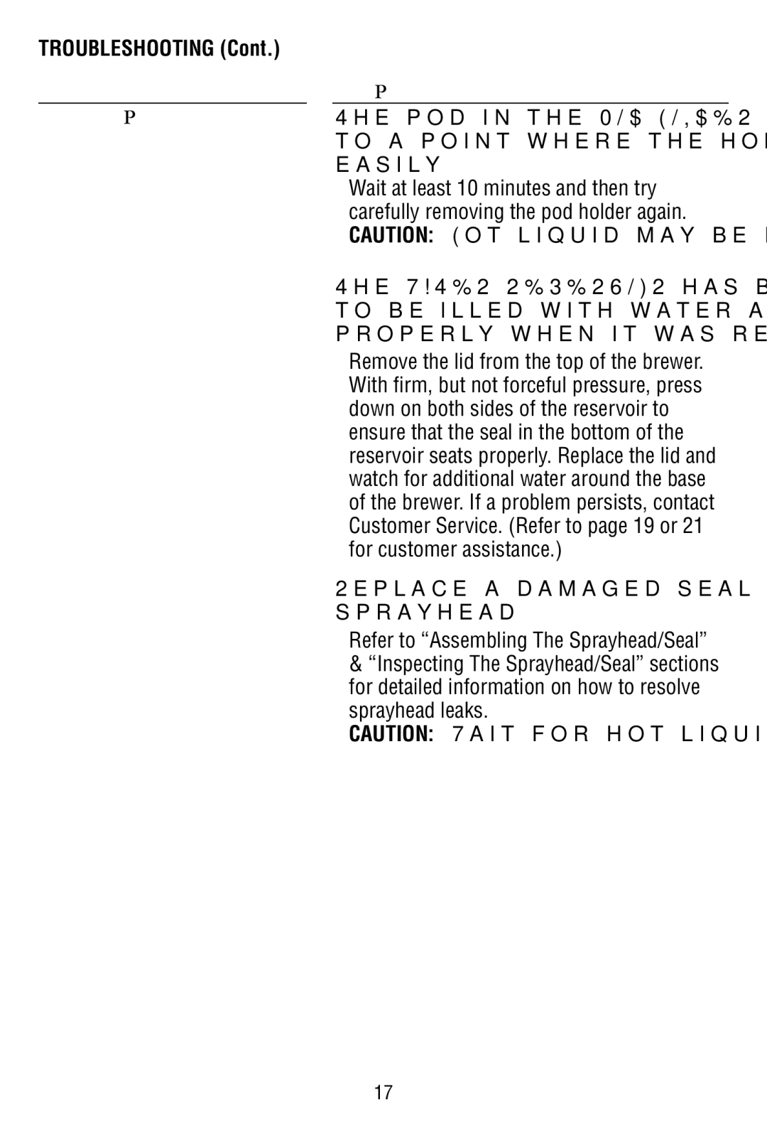 Bunn MCPA manual Troubleshooting 