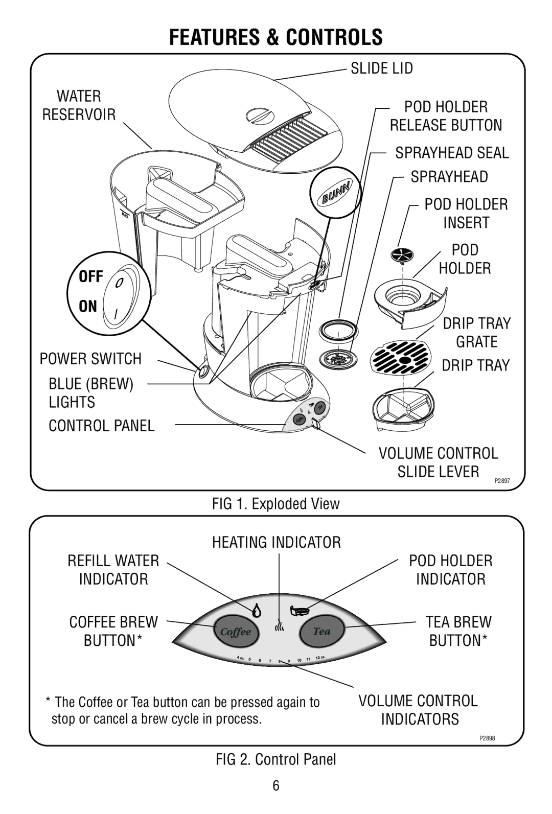 Bunn MCPA manual Features & Controls, Heating Indicator Refill Water Coffee Brew Button 