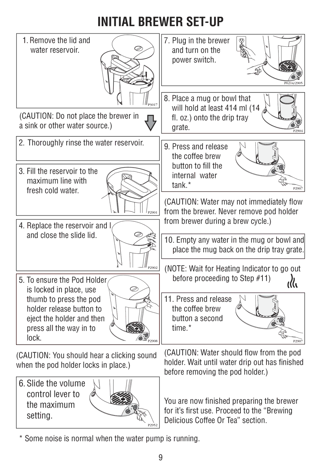 Bunn MCPA manual Initial Brewer SET-UP, Slide the volume control lever to the maximum setting 