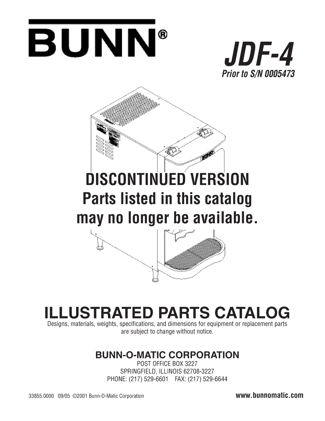 Bunn N  0005473 manual JDF-4 