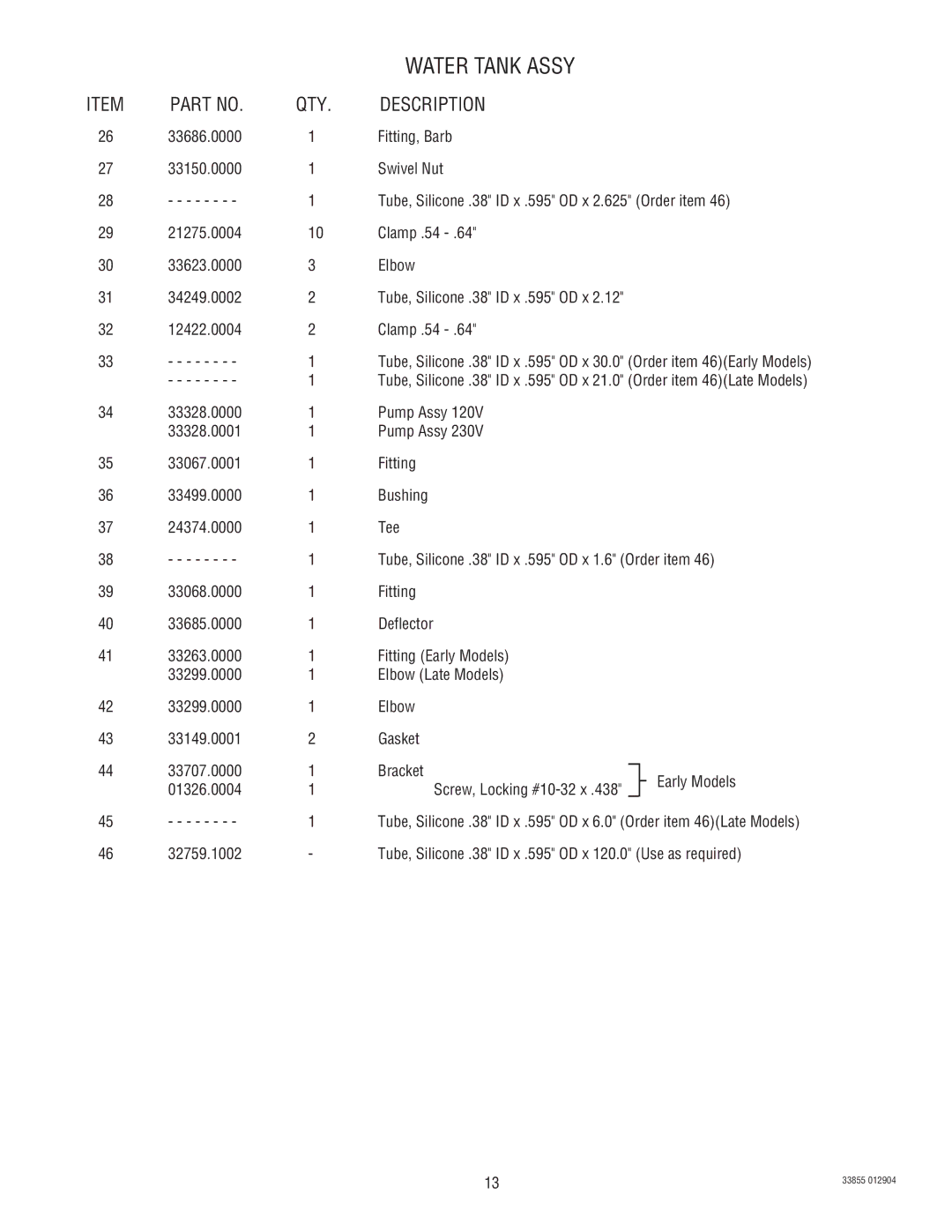 Bunn N  0005473 manual Clamp .54 