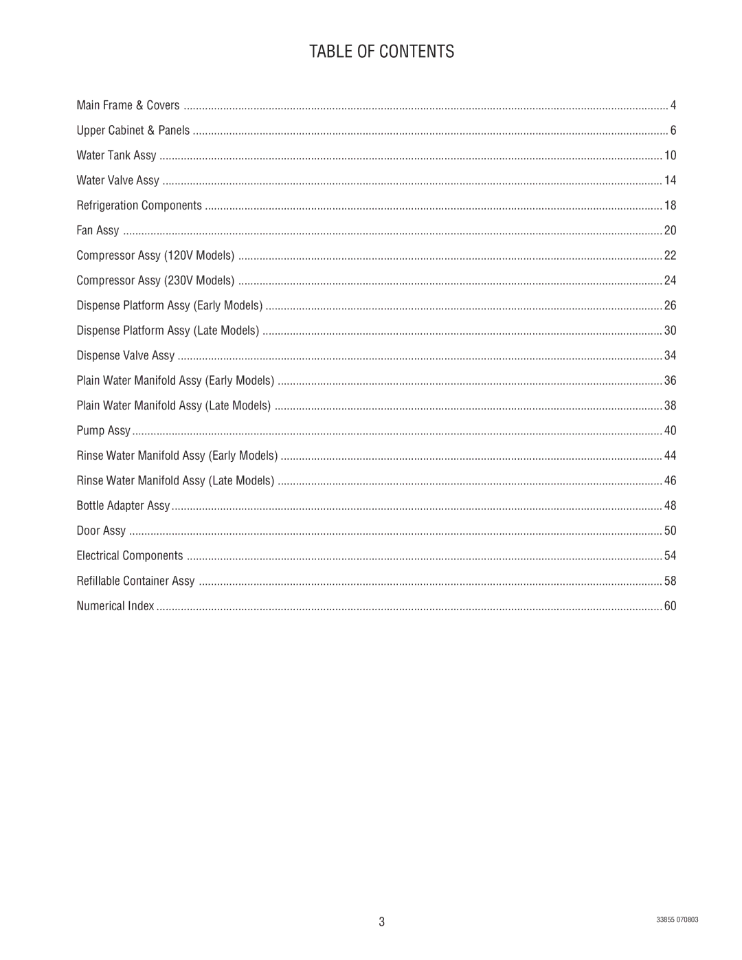 Bunn N  0005473 manual Table of Contents 