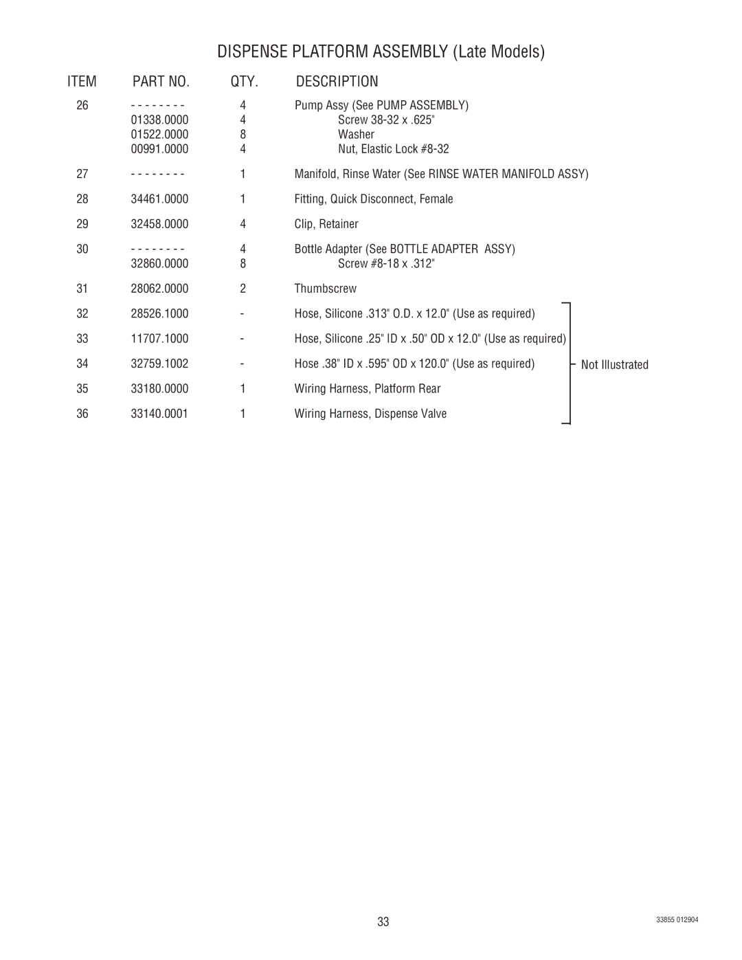 Bunn N  0005473 manual Hose .38 ID x .595 OD x 120.0 Use as required 