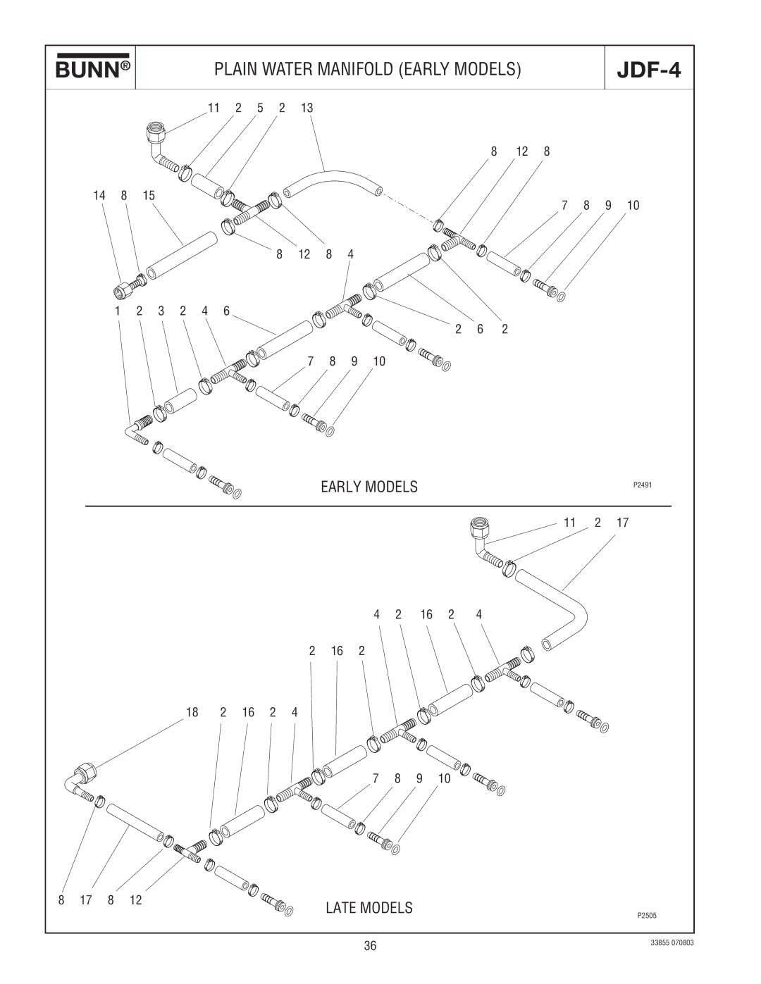 Bunn N  0005473 manual Plain Water Manifold Early Models 