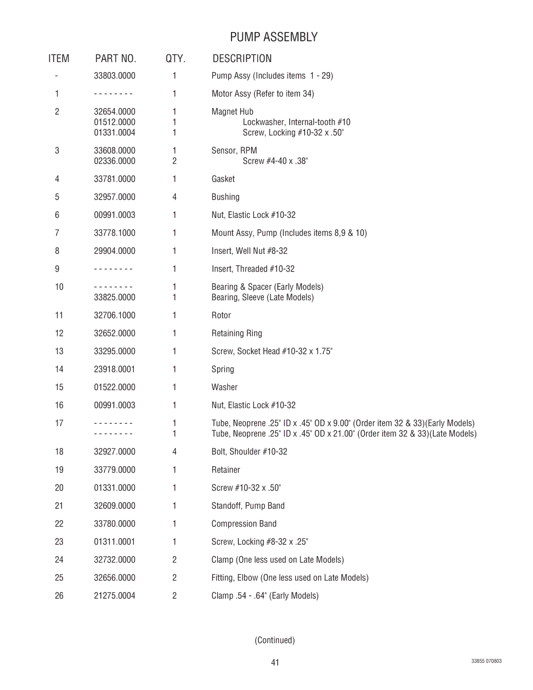 Bunn N  0005473 manual Pump Assembly 