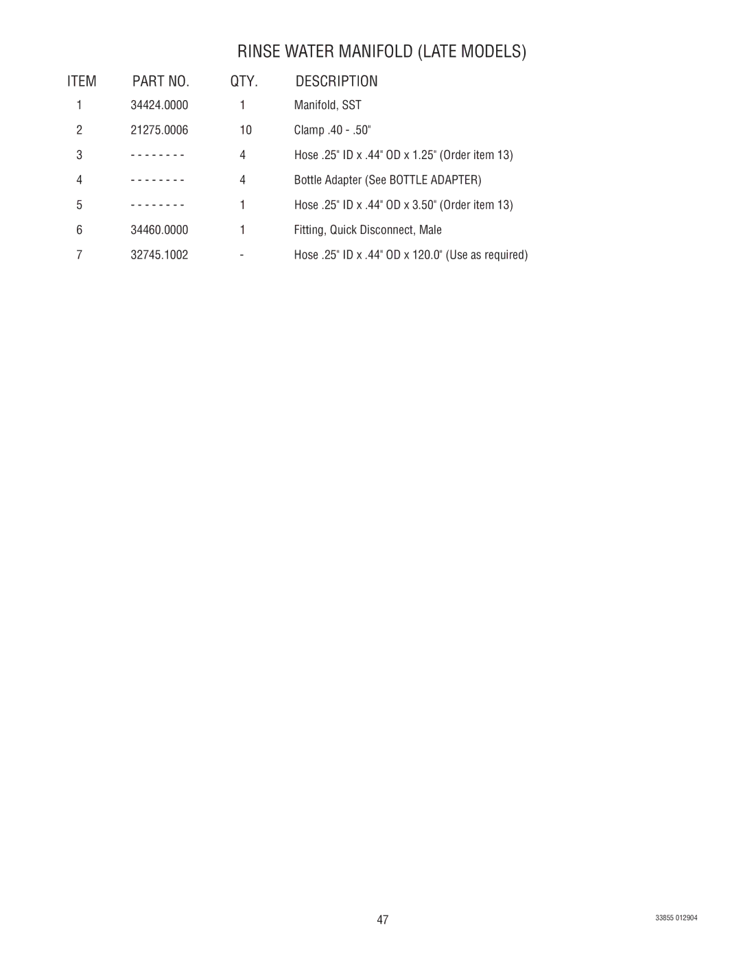 Bunn N  0005473 manual Manifold, SST 21275.0006 Clamp .40 