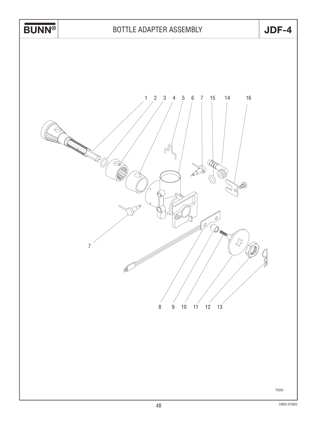 Bunn N  0005473 manual Bottle Adapter Assembly 