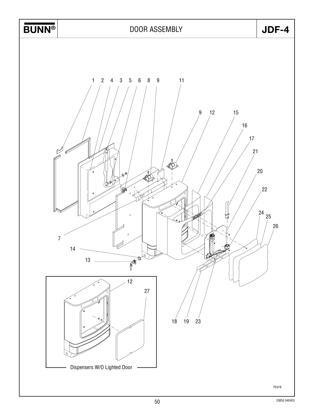 Bunn N  0005473 manual Door Assembly 