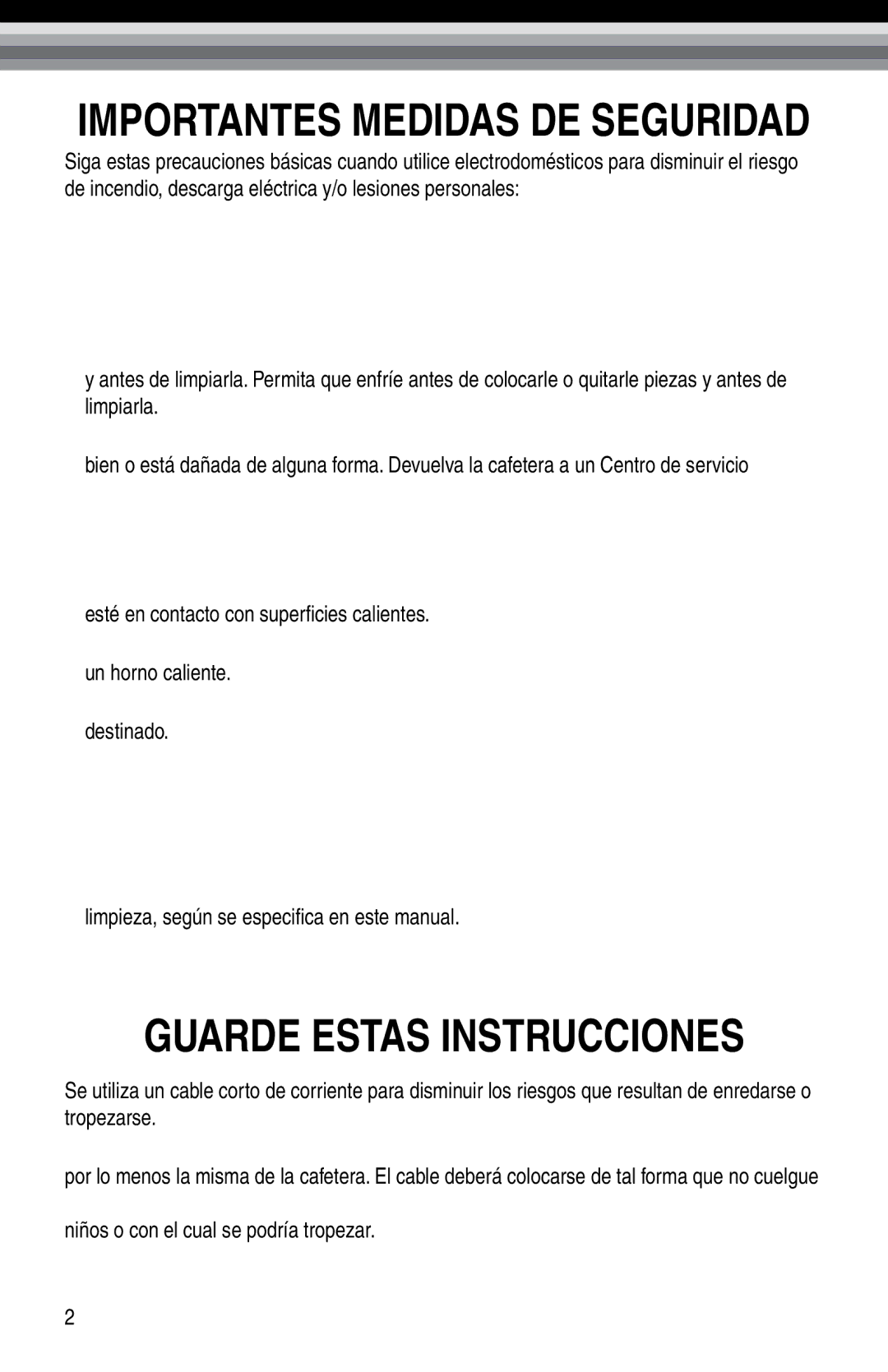 Bunn NHBX, Bunn BTX-B manual Guarde Estas Instrucciones 