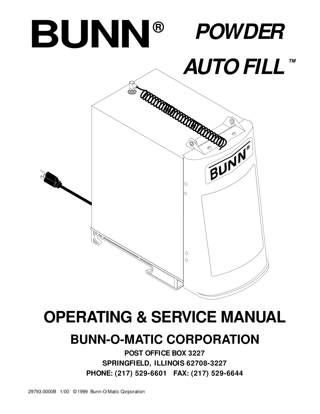 Bunn POWDER AUTO FILL service manual Bunn Powder Auto Fill 