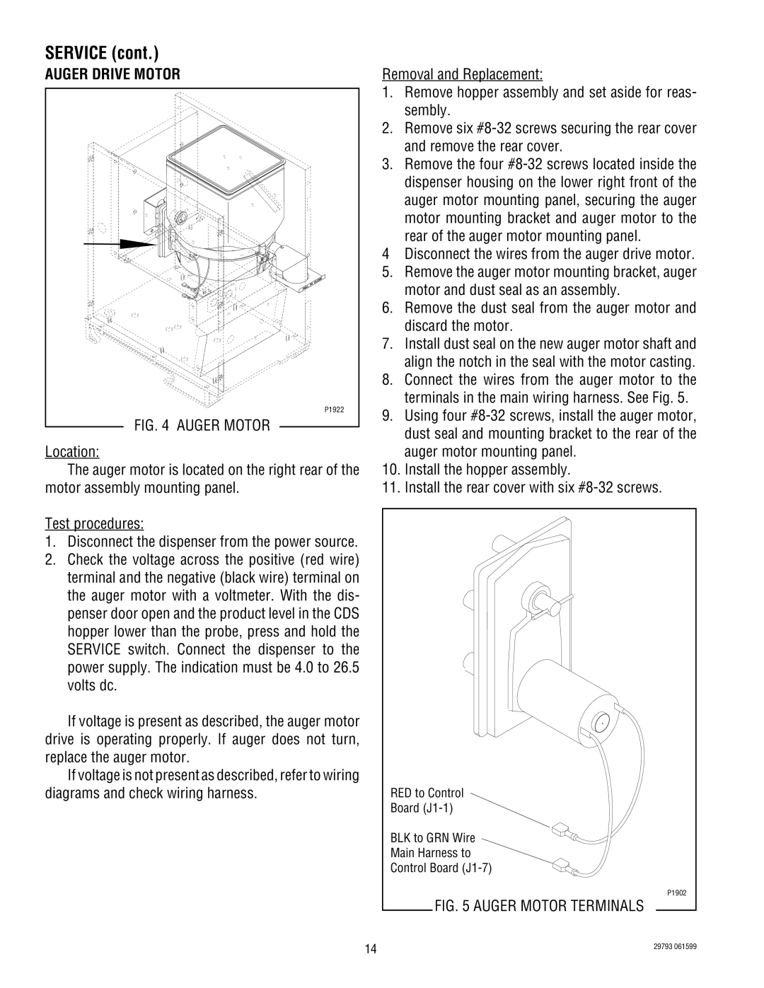 Bunn POWDER AUTO FILL service manual Auger Drive Motor, Diagrams and check wiring harness 