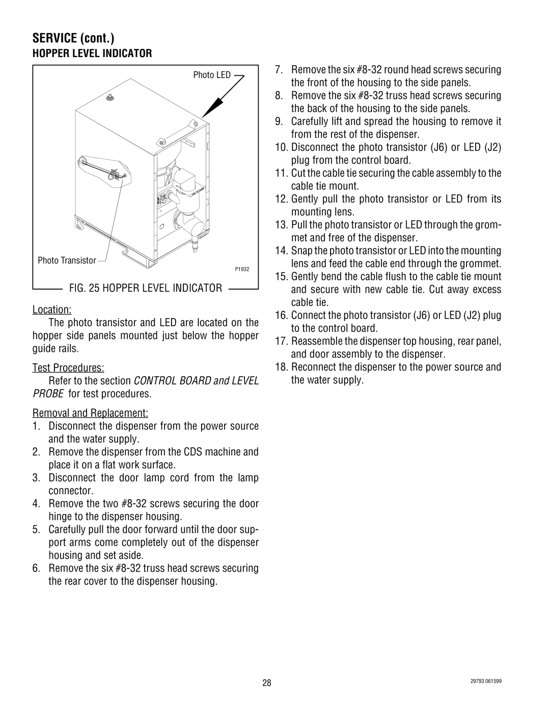 Bunn POWDER AUTO FILL service manual Hopper Level Indicator 