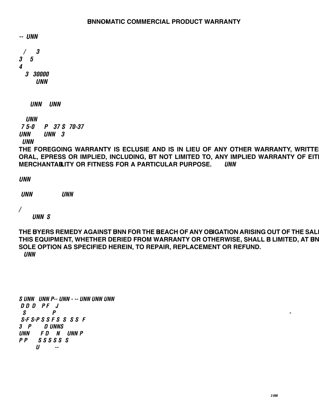 Bunn S/N 0005473 & UP manual BUNN-O-MATIC Commercial Product Warranty 