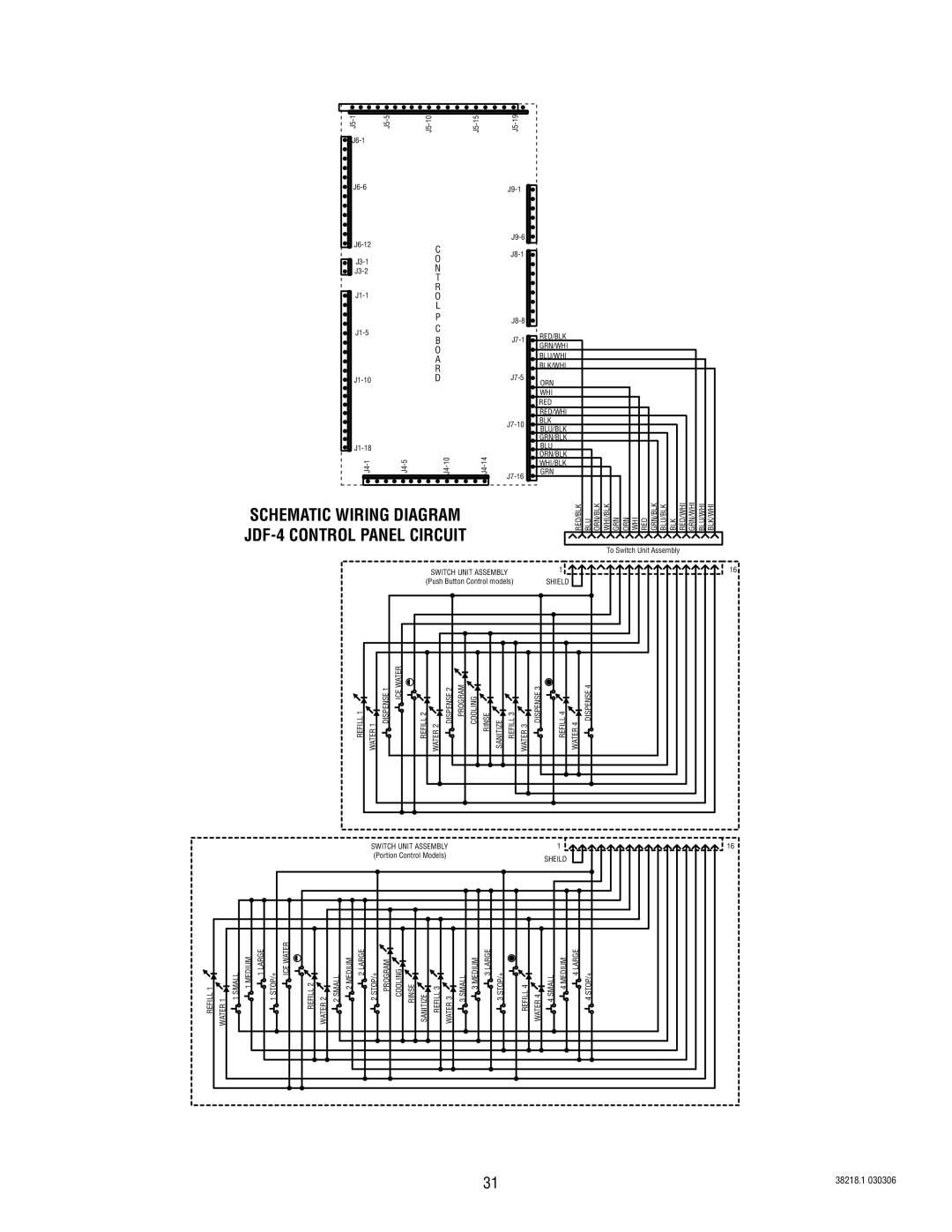 Bunn S/N 0005473 & UP manual Schematic Wiring Diagram JDF-4 Control Panel Circuit 