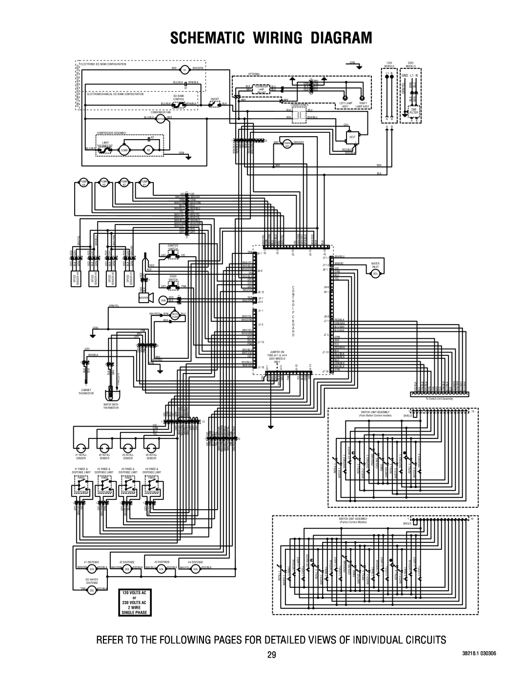 Bunn S/N 0005473 & UP manual Schematic Wiring Diagram, 38218.1, Wire Single Phase, Volts Ac 
