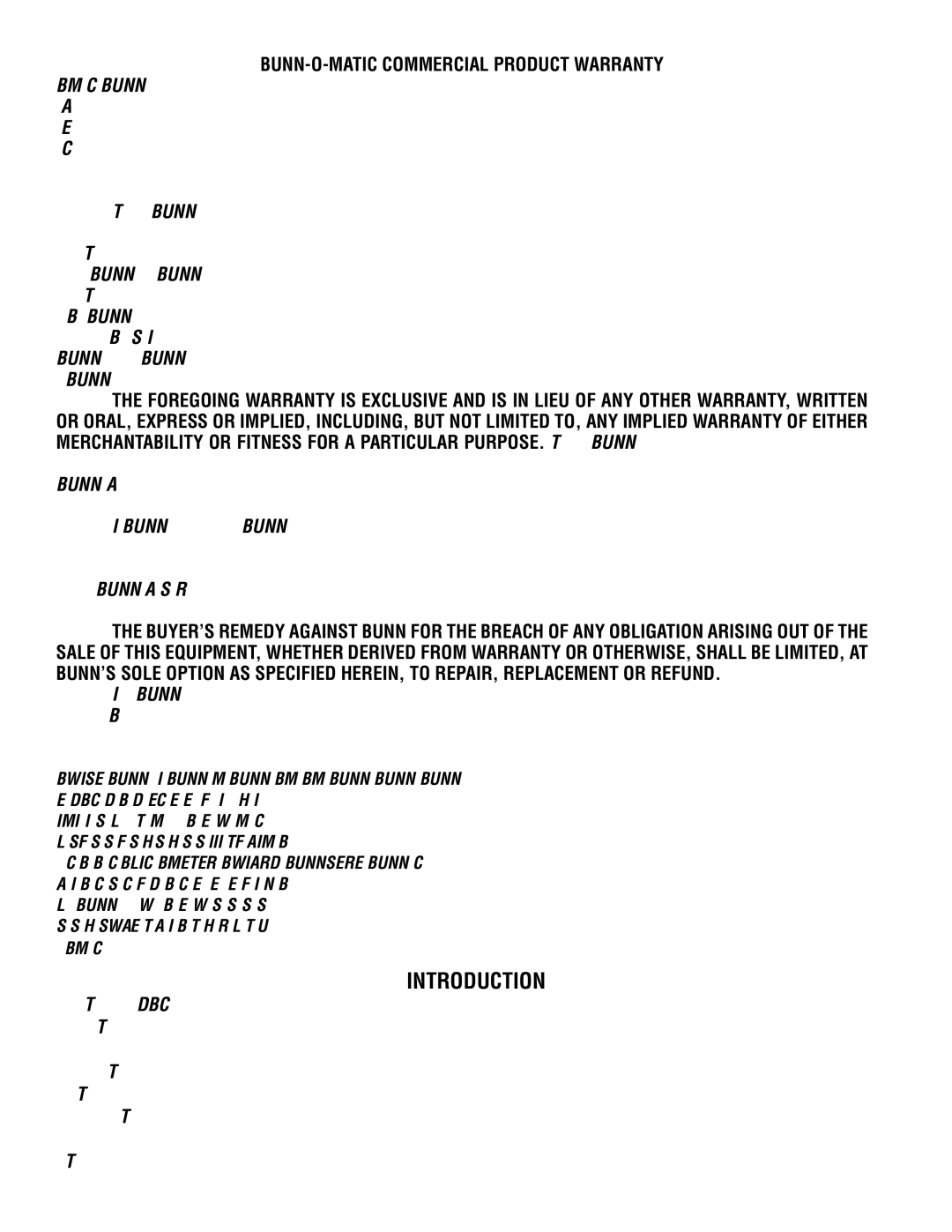 Bunn S/N DUAL068000 manual Introduction, BUNN-O-MATIC Commercial Product Warranty 