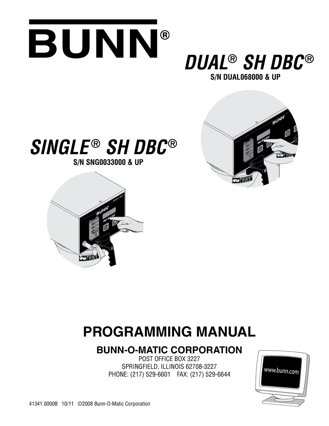 Bunn SNG0033000 manual Dual SH DBC 