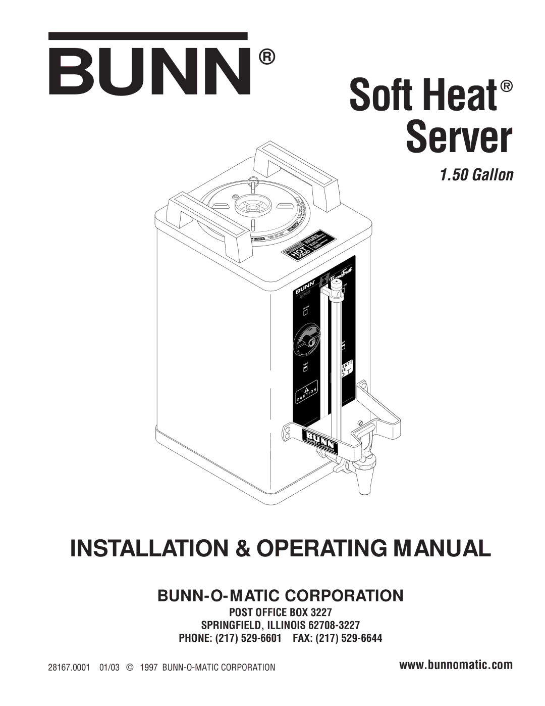 Bunn Soft Heat Server 1.50 Gallon manual Bunn 