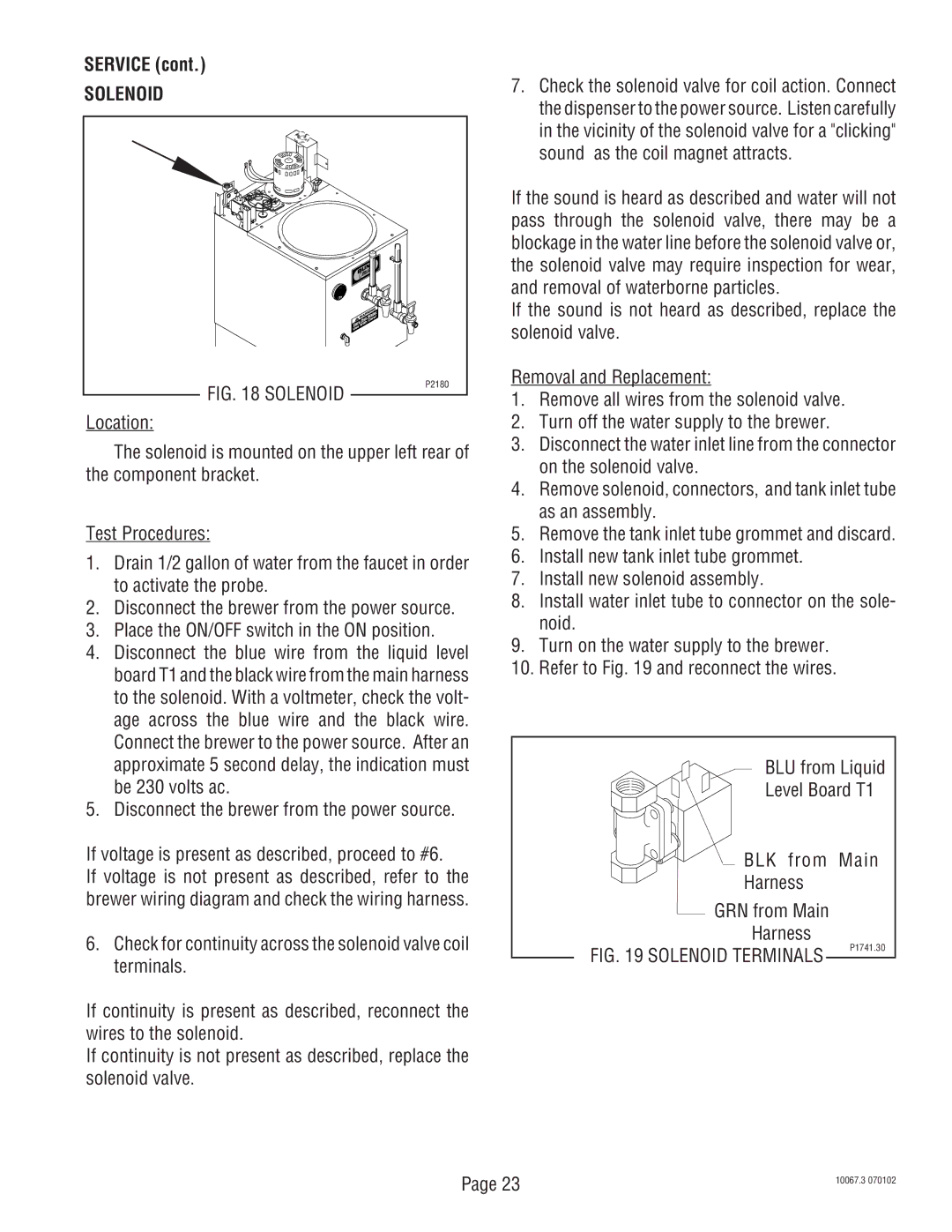 Bunn SRUA service manual Solenoid 