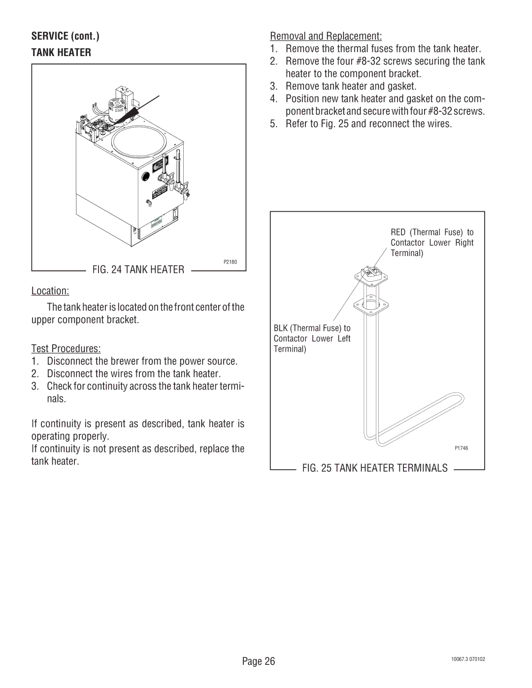 Bunn SRUA service manual Tank Heater 