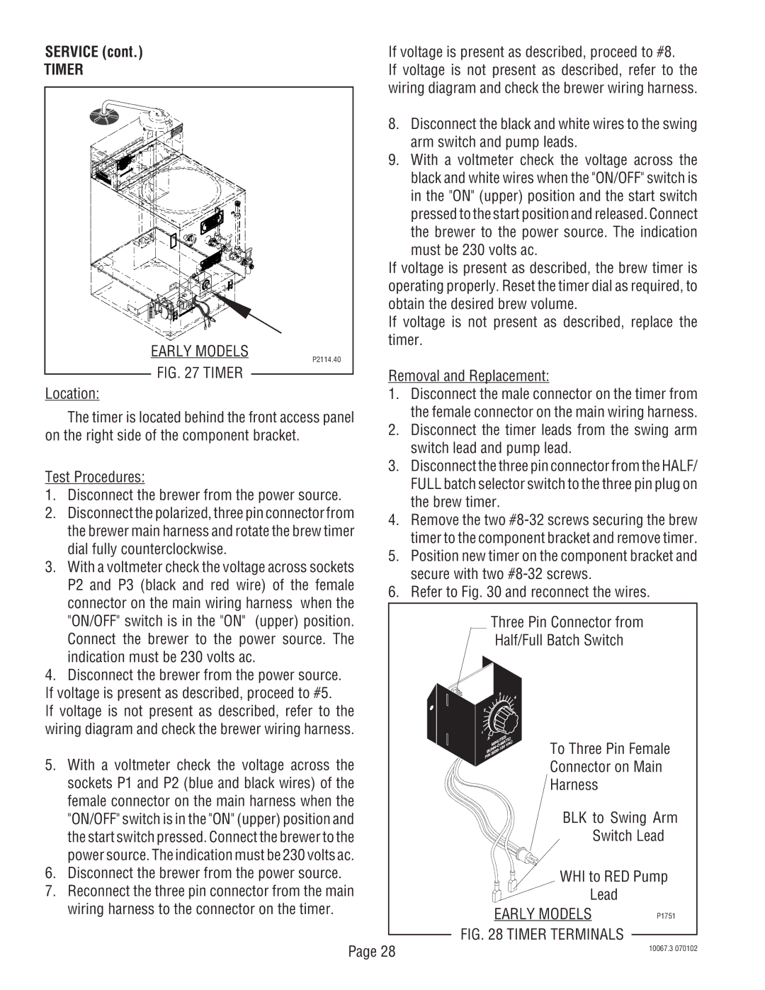 Bunn SRUA service manual Timer 