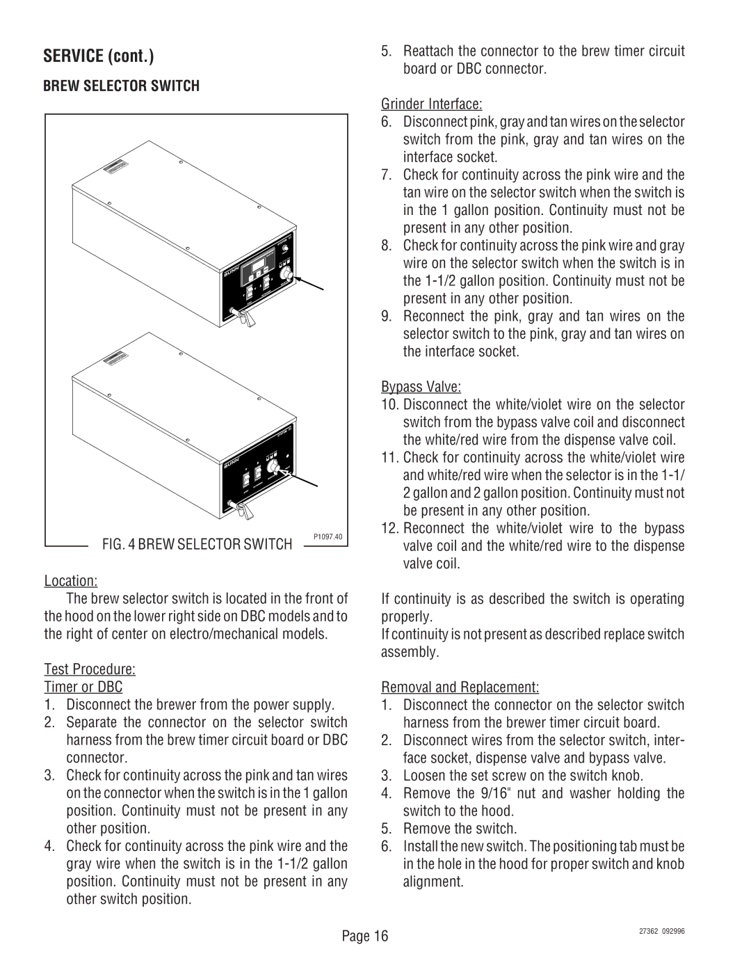 Bunn System III manual Service, Location 