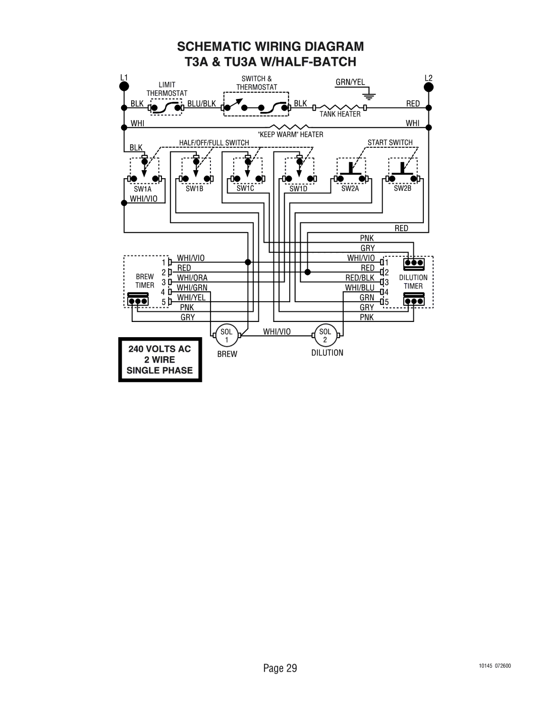 Bunn T6A, T3A manual 10145 072600 