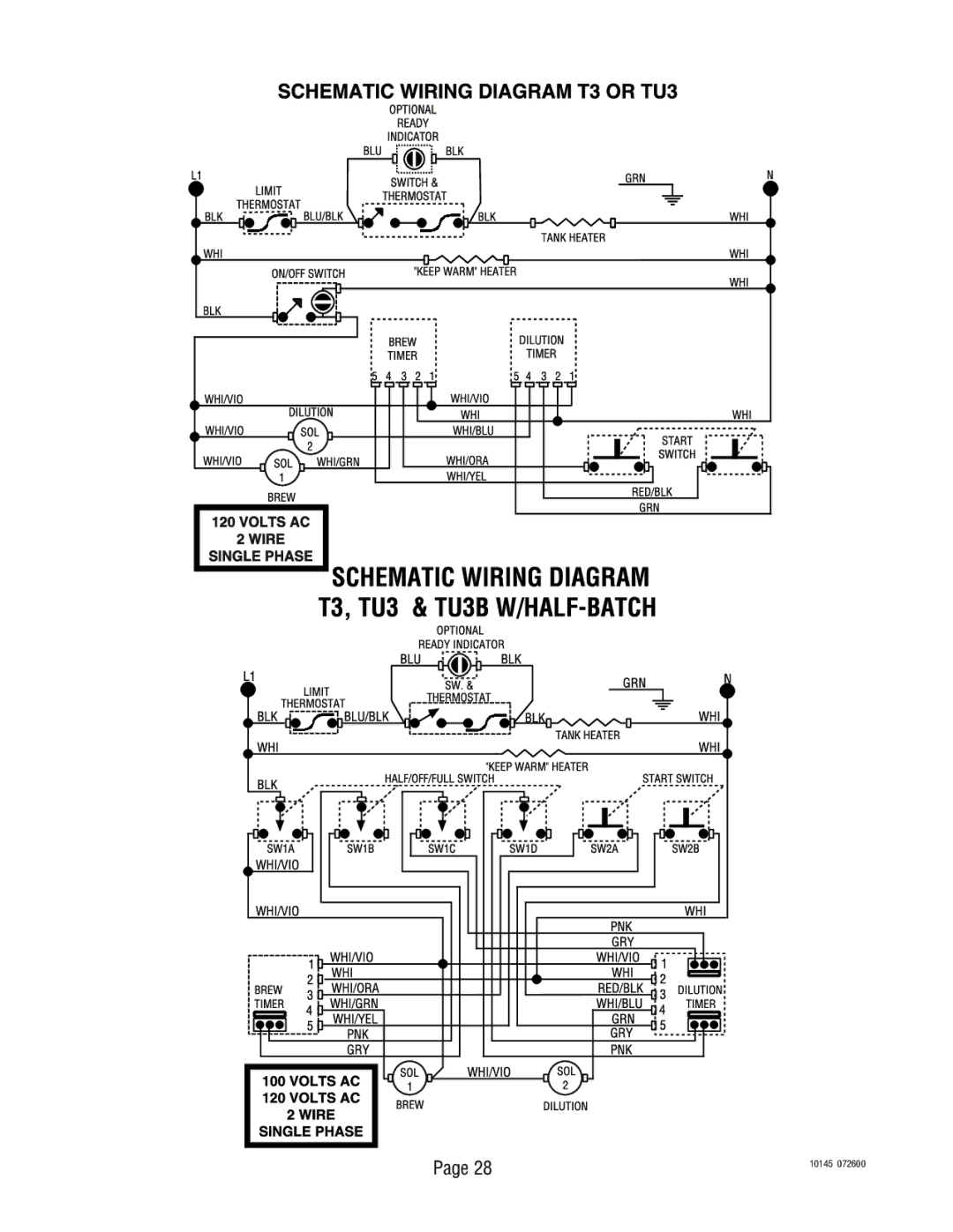 Bunn T6A, T3A service manual 10145 072600 