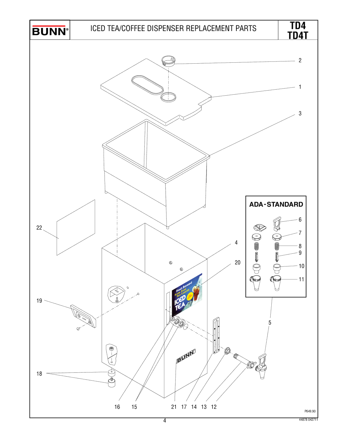 Bunn TD4T-DR manual Ada-Standard 