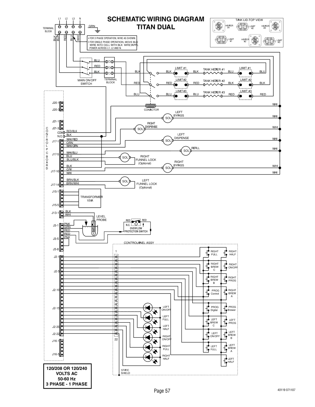 Bunn TITAN DUAL manual Schematic Wiring Diagram 