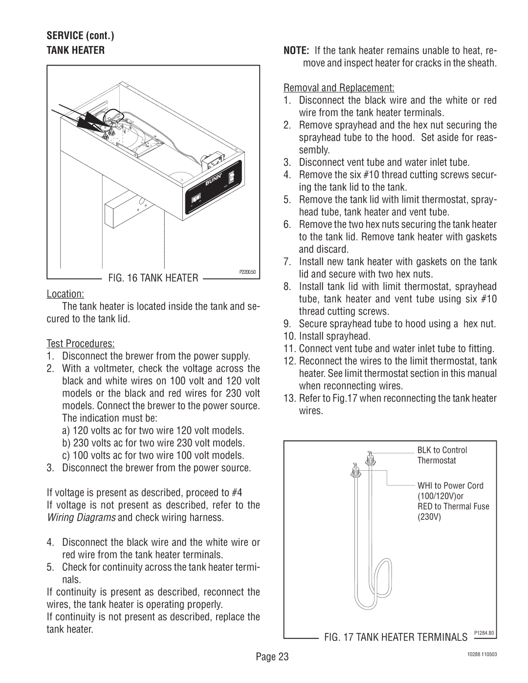 Bunn TU3Q service manual Tank Heater 