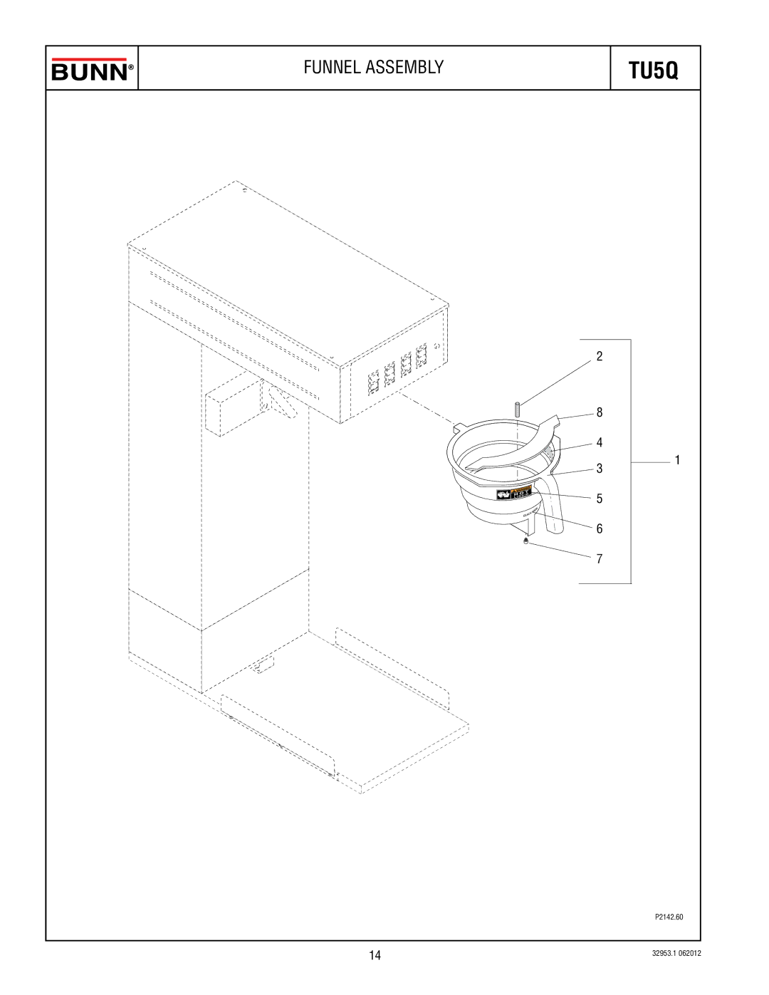 Bunn TU5Q specifications Funnel Assembly 