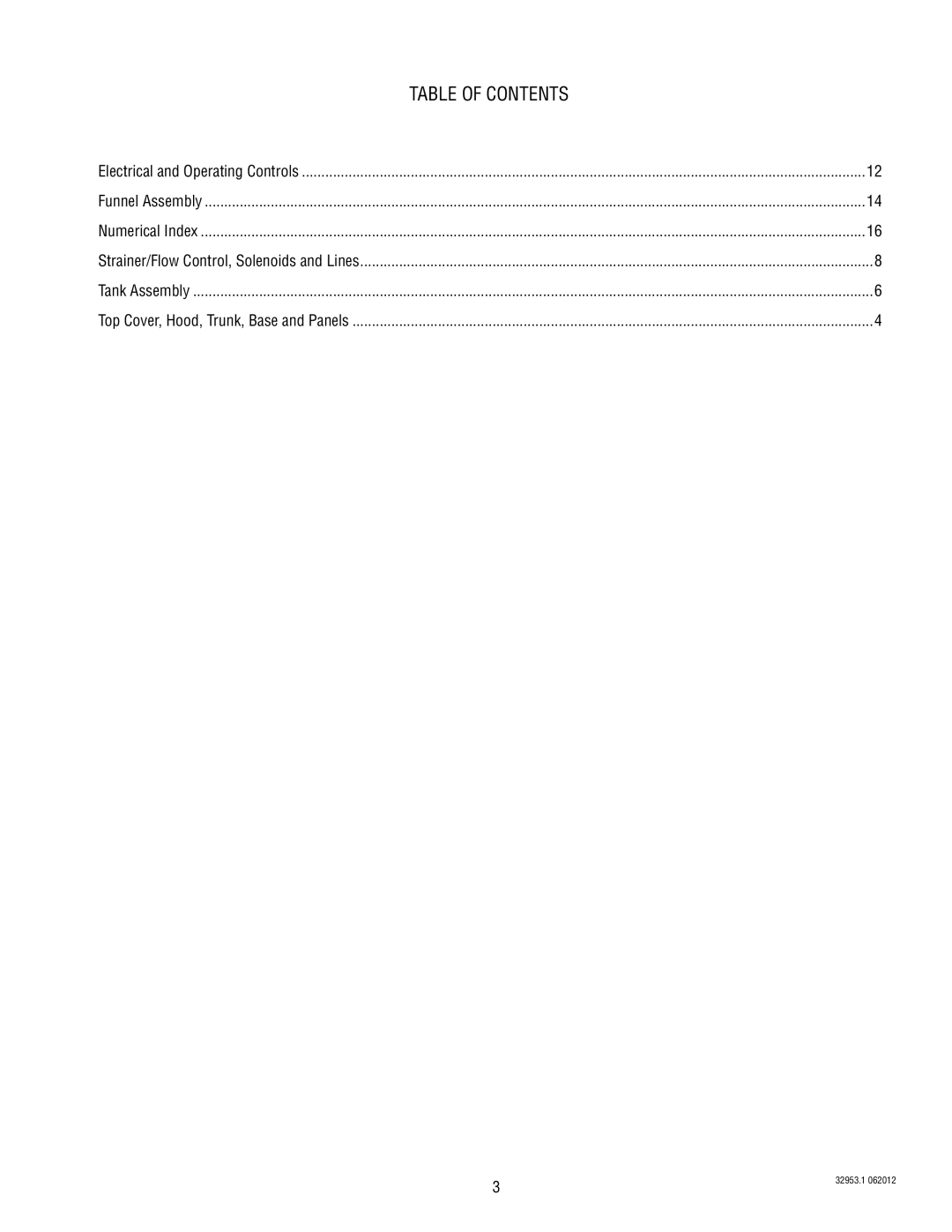 Bunn TU5Q specifications Table of Contents 