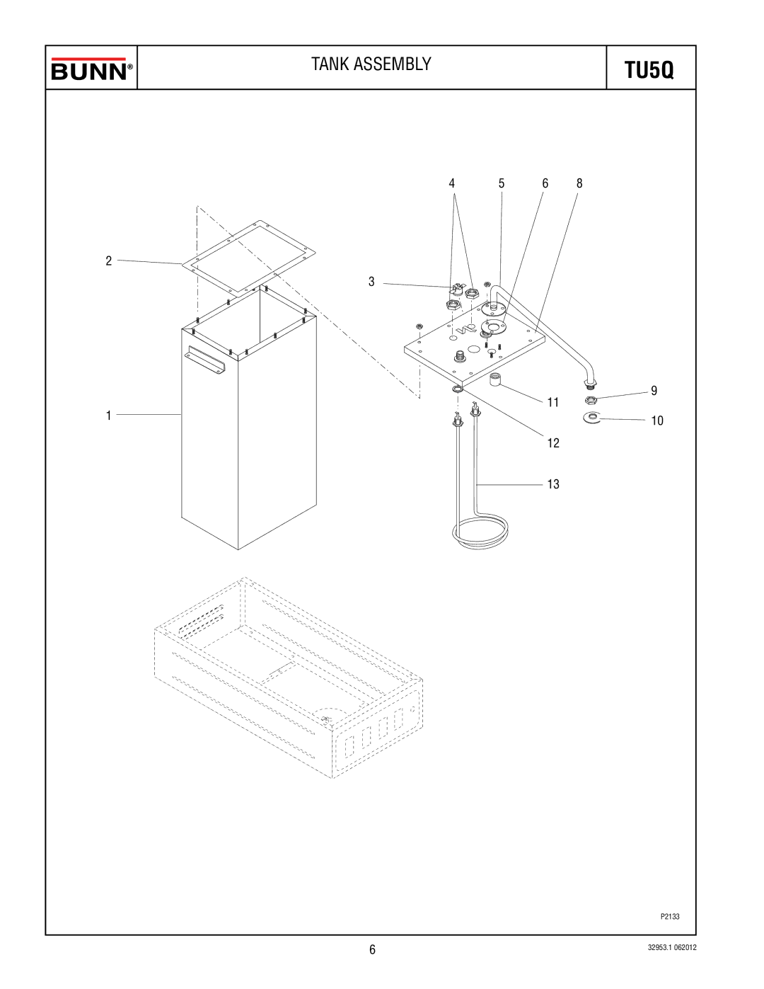 Bunn TU5Q specifications Tank Assembly 