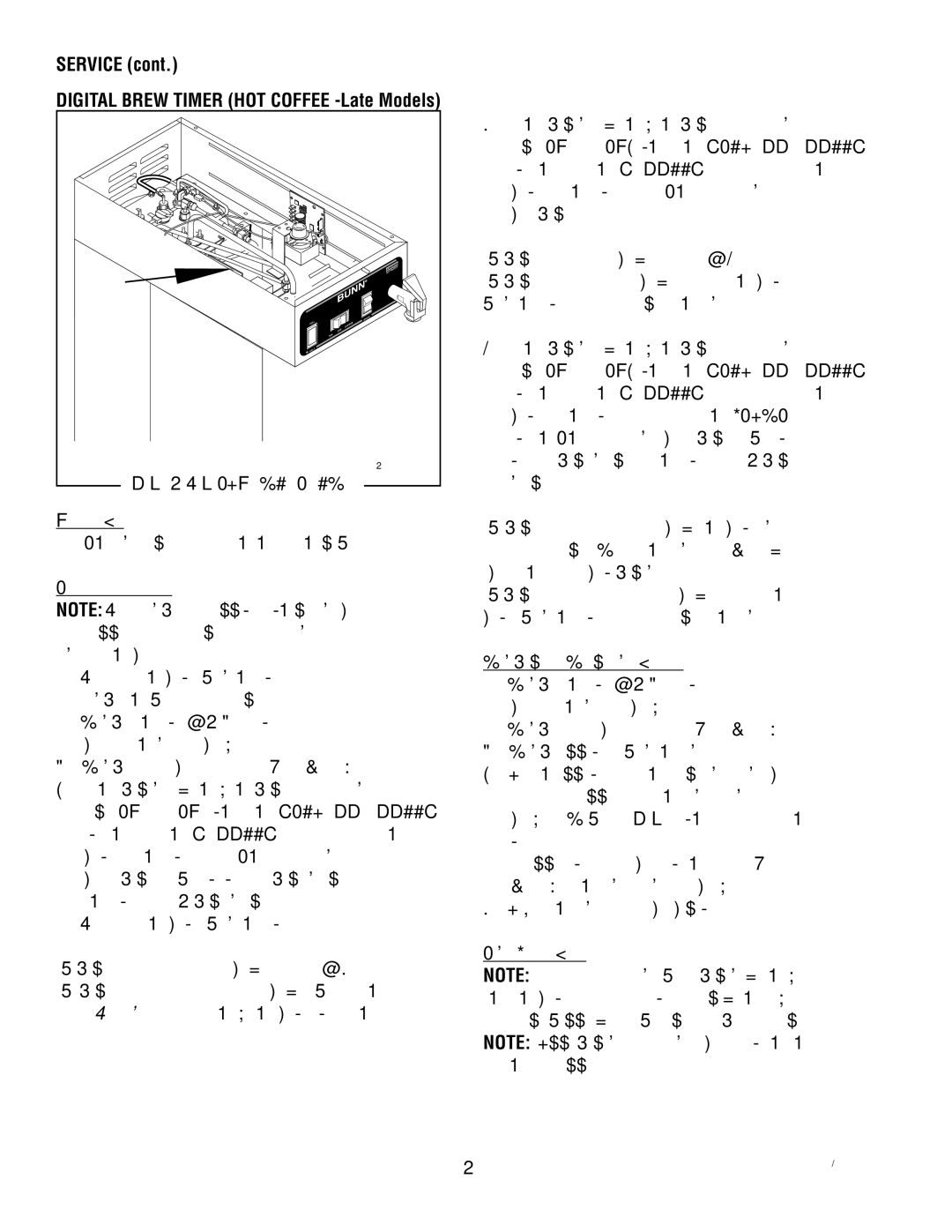 Bunn TWF service manual Digital Brew Timer, If voltage is as described, proceed to #7 