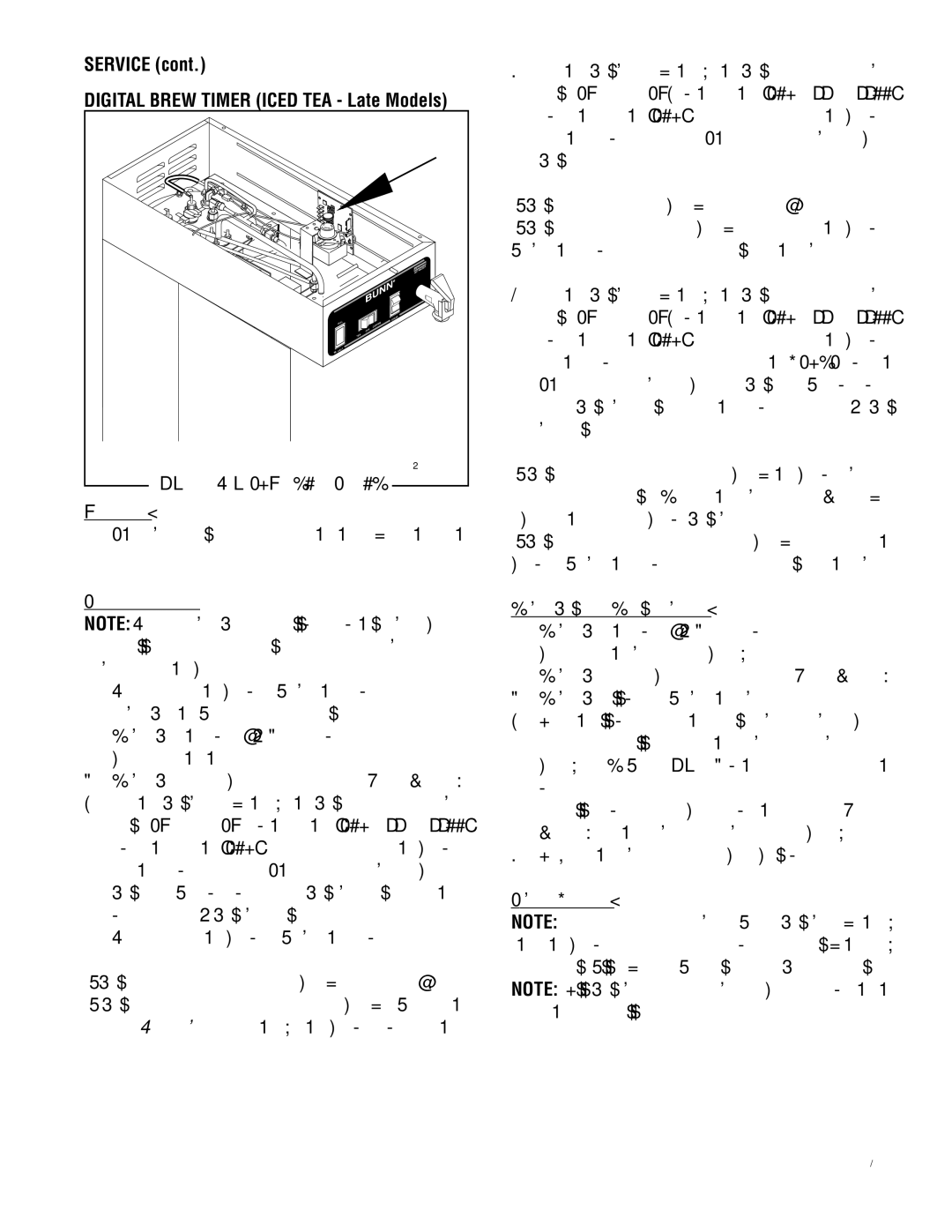 Bunn TWF service manual Service Digital Brew Timer Iced TEA Late Models 