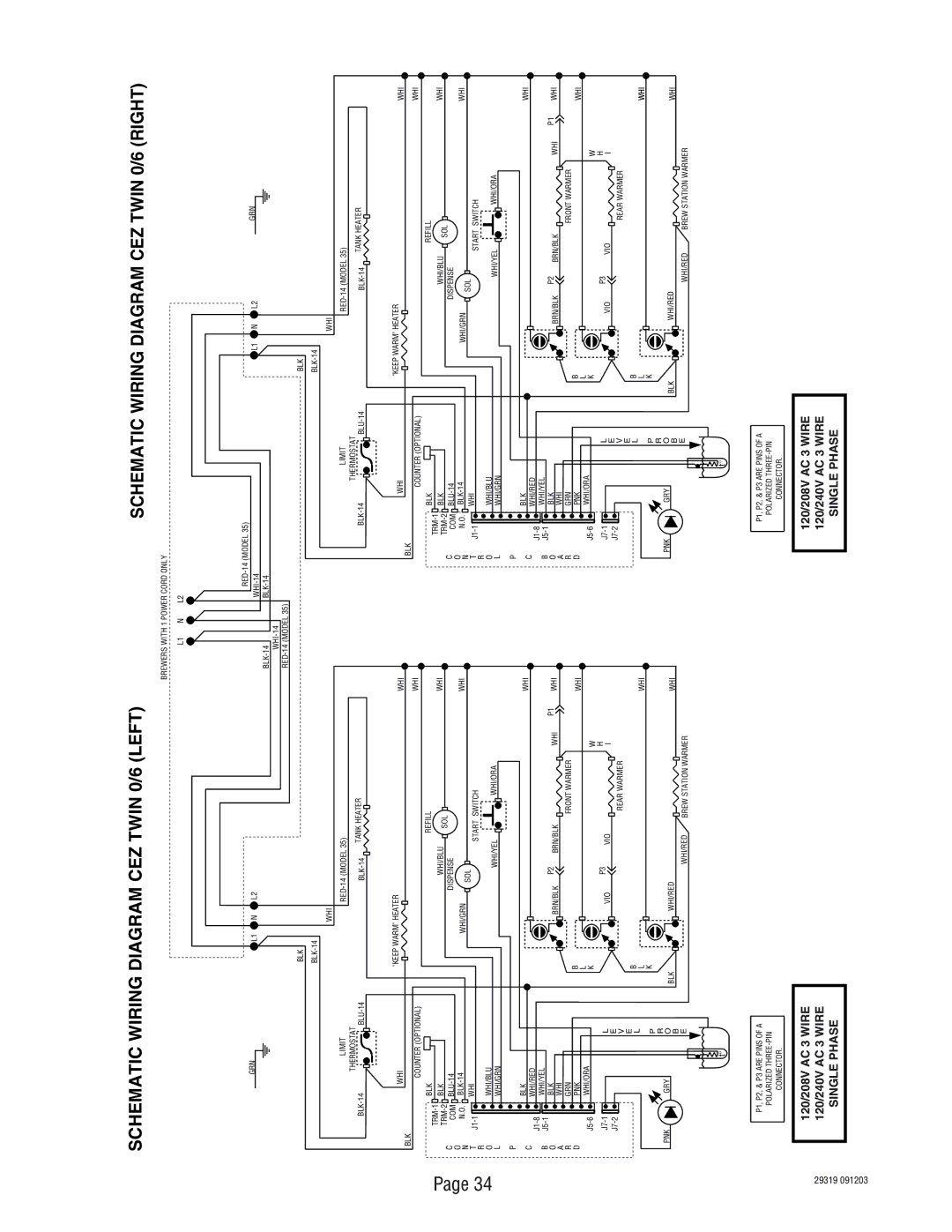 Bunn TWIN service manual Schematic Wiring Diagram CEZ Twin 0/6 Left 